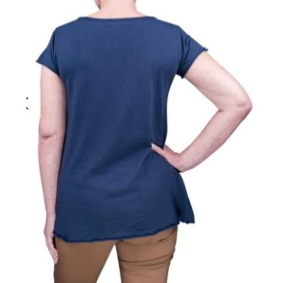 Tina Stephens Opal Hi Lo Crew Neck Tee Tunic Made in Italy S/M White - Picture 9 of 9